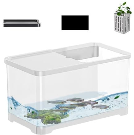 Kit d'Aquarium Décoratif pour Eau Salée avec Panier - Réservoir pour Poissons, Guppy, Crevettes
