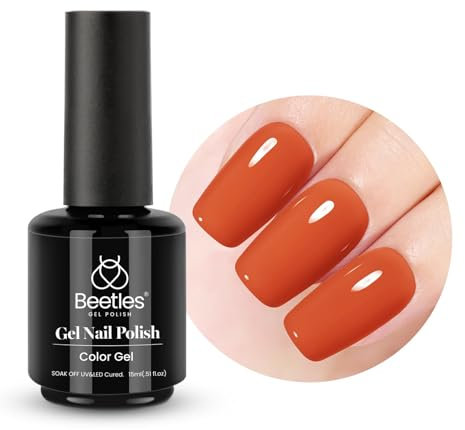 Beetles 15 ml UV Gel Nagellack Orange, Nagellack Tangelo Orange UV LED Maniküre Nagelstudio DIY Gel Nagelkunst Design Christmas Nail Art Geschenk für Anfänger