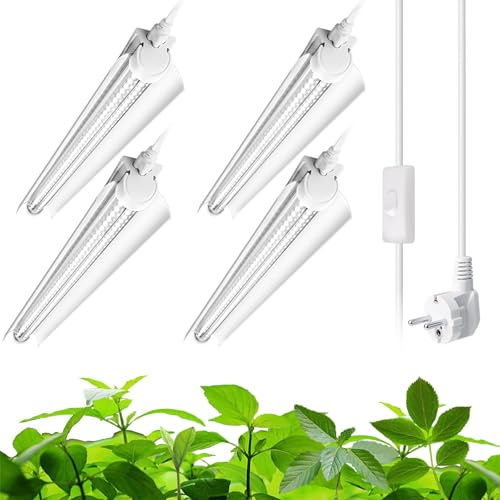 Barrina T8 Grow Lampe, 96W (4 X 24W), 5000K Vollspektrum, 60cm, 4er | Led Wachsen Licht, V-Shape Pflanzenlicht, 2FT Verkettbare Pflanzenleuchten FüR Zimmerpflanzen, Hohe PPFD