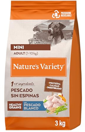 Nature's Variety Healthy Grains - foder för hundar minivuxna med vit fisk utan törnar - 3 kg