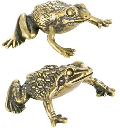 Cabilock Goldene Messing Kröten Statue Kreative Tischplatte Frösche Dekor Handwerk Figurine Kleine Ornament Für Auto Zuhause Büro