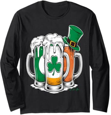 Chope à bière Saint Patrick Trèfle irlandais Manche Longue