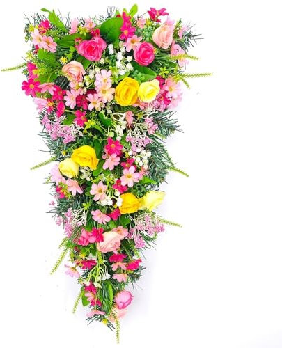 Corona morada de primavera con hortensias de jacinto, corona colorida para primavera y verano, corona para puerta delantera (60 cm)