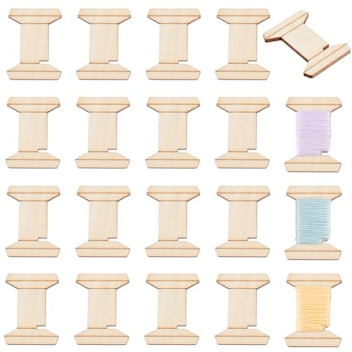 PH PandaHall 20pz Bobine di Filo da Ricamo in Legno Bobine Vuote per Filo, Tavola di Avvolgimento Del Filo Contenitore per Filo Porta Filo per Maglieria per Artigianato Cucito Conservazione, 3x4cm