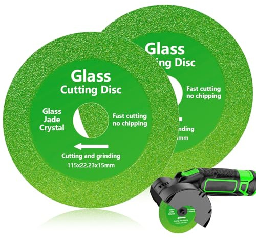 2 Pcs Glass Cutting Disc 115x15x22.23mm, Tile Cutting Disc Diamond Saw Cutting Blade Angle Grinder, Thin Grinding Disc Rotary Tool for Glass Crystal Jade Tiles Wine Bottles Ceramics