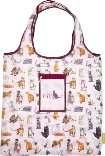 Generisch Faltshopper Katzen - I love cats | Einkaufstasche zum Falten | Wiederverwendbarer Einkaufsbeutel | Umweltfreundliche Tragetasche | Katzen Fans