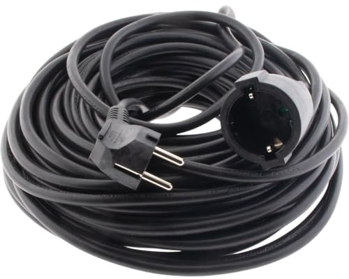 Zenitech, Schuko-Verlängerungskabel HO5VV-F 3G1,5mm² 25m Schwarz, Stromkabel für den Innenbereich, verstärkte Isolierung, max. Leistung 3680W, kompatibel mit Haushaltsgeräten