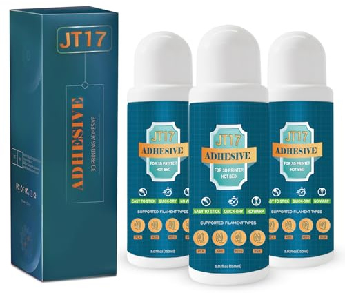GIANTARM 3D Drucker Klebestift 150 ml, 3D Drucker Kleber 3pcs, Perfekte Haftung der First Layer, Wasserlösliche Formel, Klebstoff für 3D Druck kompatibel mit PLA, ABS, PETG Filament