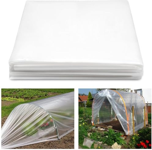 YEZIDE 3x10M Polythene Sheeting Extra Thick Clear Plastic Sheeting Dust Waterproof Garden Grow Polytunnel Cover Sheets for Gardening Farming Greenhouse Covers Protection