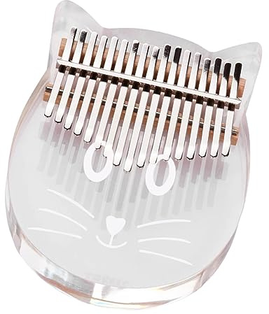 Milisten Cat Shape Acrylic Kalimba Tasten Daumenklavier für Anfänger Transparente Wasserklavier für Einfaches und Lernen mit Notenstickern