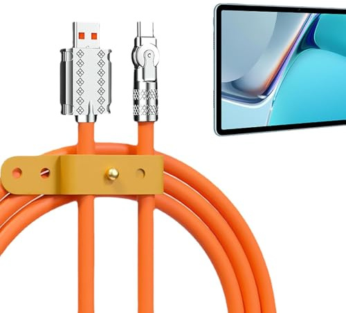 Cavo USB C - Cavo di carica rapida 6A, filo di tipo C a rotazione flessibile | Trasferimento di dati rapidi per telefono e tablet da 120 W, cavos di caricabatterie a lungo termine affidabile, più