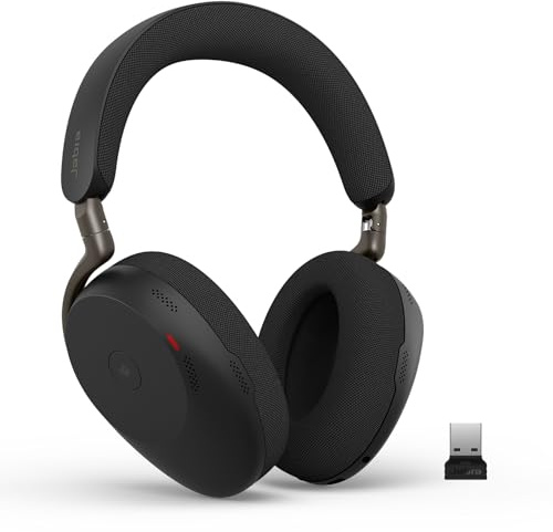 Jabra Evolve3 85 Cuffie Over-Ear Wireless con Microfono, Nero | Per Lavoro, Dongle USB-A, ANC Adattiva, 25h Batteria, Certificate per Microsoft Teams