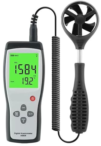 Medidor digital de velocidad del viento, anemómetro, herramienta diagnóstico, medidor, 45 m/s, medición temperatura, retención datos