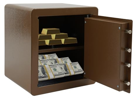 Fingerscan Safe mit Fingerabdruck - Elektronischer Tresor für Zuhause (45L) & Büro - Sicherheitstresor mit 16 Finger-Speicher & Notschlüssel für Geld, Schmuck & Dokumente