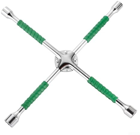 Vier-Wege-Radmutternschlüssel, kompaktes und ergonomisches Radmutter-Werkzeug für einfache Lagerung und Verwendung, 4 Größen, 17–23 mm, 35 cm langer Griff, Stahl (50,8 cm, grün)