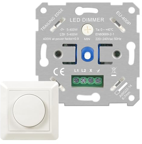 VIPMOON LED Dimmer Schalter Drehdimmer Unterputz 5-400W 220V-240V