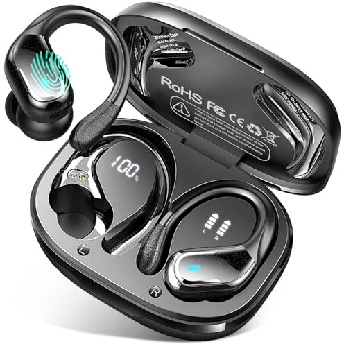 Ecouteurs Bluetooth Sans Fil Sport, 75Hrs Écouteurs Bluetooth 5.4 avec Stéréo HiFi 3D, 4 ENC Réduction de Bruit Mic Oreillette sans Fil USB-C Charge, Étanches IP7 Casque Running LED pour Android/iOS
