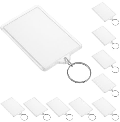 PACKOVE Llaveros Portafotos Transparentes de Plástico para Bricolaje, 50 Unidades con Marco Hueco Rectangular, Colgantes Personalizados para Fotos, Suministros Creativos para Manualidades