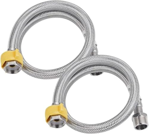 2 Stück 304 Edelstahl Flexschlauch 1/2,Panzerschlauch 1/2 Zoll,Eckventil 3/8 Zoll,1/2 Wasserhahn Verlängerung Schlauch,Armaturenschlauch für Wasserhahn Eckventil Wassererhitzer (20cm) | Verbindungsschlauch mit Überwurf & Außengewinde, Wasserhahn Verlängerung für Eckventil & Wassererhitzer, trinkwassergeeignet