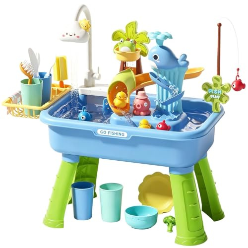 Mesa De Juego De Agua - De ABS De 54x29x53 Cm | Con Bomba Juguetes Sensoriales Divertidos | Juego De Mesa De Agua Y Fregadero Para Piscina Infantil | Para Niños, Niñas, Interior, Exterior, Jardín, Pat