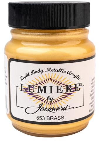 Jacquard Lumiere 2.25oz Fabric Paint Brass - Metallic Paint for Fabric, Leather, Canvas, Paper and Wood - Light-bodied Metallic Acrylic Paint - Lightfast & Vibrant Metallic Acrylic Paints