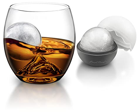 On the Rocks Glass & Ice Ball Mould | Novelty Whiskey Tumbler, Scotch Rocks Glass