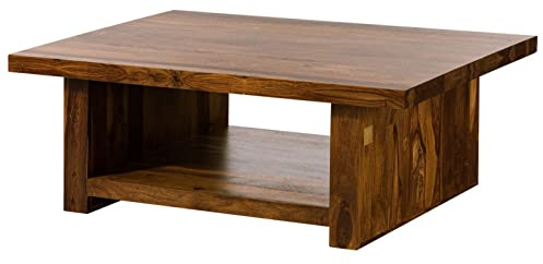MASSIVMOEBEL24.DE Couchtisch Sheesham Dunkelbraun lackiert Duke #119 | 120x85x43 cm (BxTxH) 57 kg Modern montiert vollmassiv