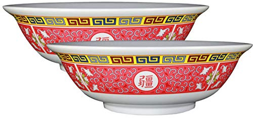 Happy Sales Longevity Design Oriental Pho Melamine Soup Bowl, Set of 2, 100 ml, Multi-Colour