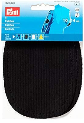 Prym 14 x 10 cm 2-teilig Kordel Patches für Bügeln/Sewing-on, schwarz