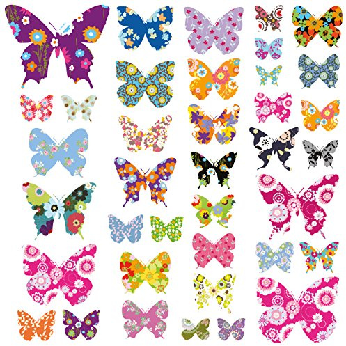 Decowall DW-1201 38 Farbige Schmetterlinge Wandsticker Wandaufkleber Wandtattoo Kinderzimmer