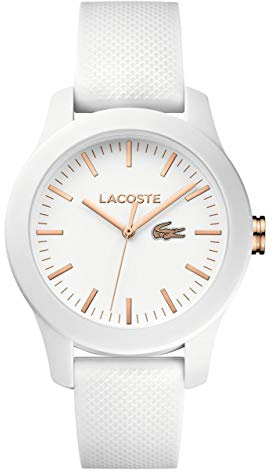Lacoste Orologio Analogico al Quarzo da Donna Collezione LACOSTE.12.12 con Cinturino in Silicone Bianco - 2000960