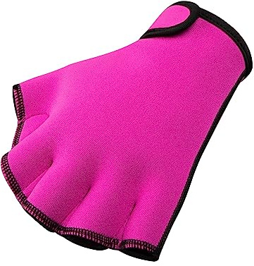 FitsT4 Sports Aqua Gloves Webbed Paddle Swim Gloves Fitness Water Aerobics and Swimming Resistance Training Gloves for Men Women Children Rose Red L