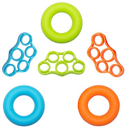 Renfort de Préhension des Mains Anneau de Renfort de Silicone Exerciseur de Doigts Kit d’Élastiques pour des Exercices de Main et Entraînement Soulage les Douleurs du Poignet et du Pouce 6 Pièces