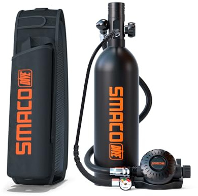 SMACO Mini Tauchflasche 1L Sauerstoffflasche Tauchen Mini Taucherflasche für Unterwasseratmung Tragbare Tauchen Sauerstofftank Lung Air Tank für Notfallrettung Bootsreinigung Tauchausrüstung