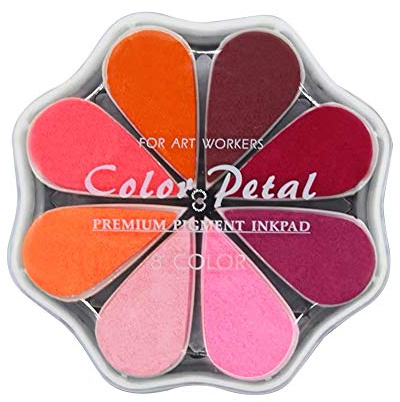 Fatiya Stempelkissen in 8 Farben zum Basteln, Regenbogenfarben, kleine Gummistempel, Stempelkissen, Pigmentblütenpunkt-Optionspad, waschbar, für Kartenherstellung, Sammelalben (1017)