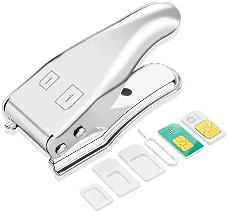 Taglierina per schede SIM, Micro SIMNano SIM, taglierina per schede SIM, 2 in 1, da standard a micromicro a nano dual sim, taglierino per schede sim, con 3 adattatori SIM e 1 perno di espulsione