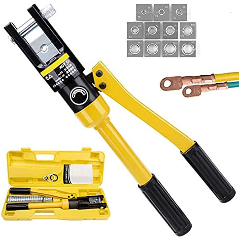 XYEJL Crimpzange Hydraulische Presszange Quetschzange Crimpwerkzeug Press Klammern Für Kabel Kabelschuhe, Drehbarer,mit Werkzeugkasten,YQK-300