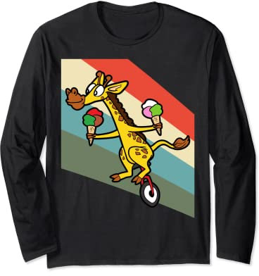 Giraffe Eiskrem Einrad Fahrrad Einradfahren Einradfahrer Langarmshirt