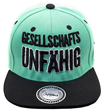 Outfitfabrik Snapback Cap Gesellschaftsunfähig in Mint mit schwarzem Schirm und 3D-Stick (Statement, Festival), One Size, verstellbar, Unisex