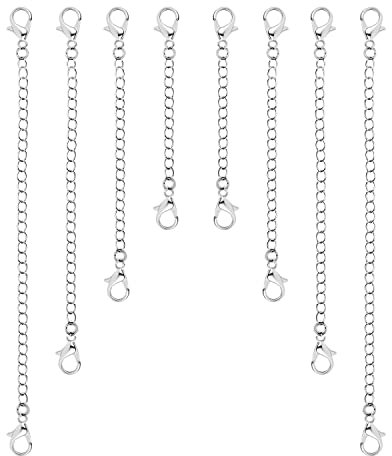 8 Stück Verlängerung für Halskette, 4 Größen Schmuck Verlängerung für Halskette Schmuckverlängerung Verlängerungskette für die Schmuckherstellung Halskette Armband Fußkettchen (Silber)