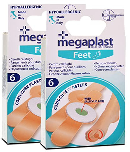 JUANIO Juego de 2 Paquetes de 6 Parches de maíz para los pies, Parches Callicidas, Apósitos coricidas para Callos en los pies, Protección para los Dedos de los pies - Diámetro 2 cm