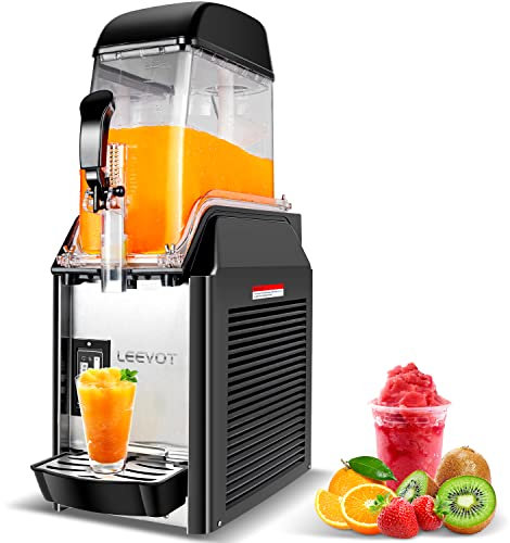 LEEVOT Macchina per Granite Commerciale - Serbatoi da 12L Macchina per Margarita Bevande Ghiacciate per Ristorante Bar Festa - 550W Macchina per Smoothies in Acciaio Inossidabile