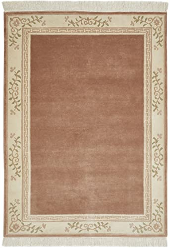 -LUXOR- living Teppich Gala handgeknüpfter Premium Teppich aus 100% Wolle - hochwertiger nachhaltiger Knüpfteppich 40 x 60 cm Altrose