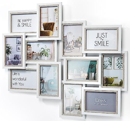 Kobolo Bilderrahmen-Collage - Big - Holz - weiß grau - 12 Bilder - 62x54 cm