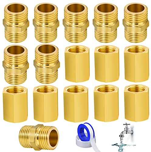 Doppelnippel,1/4 zoll mit 8 Druckluft Muffe Innengewinde 2 Wasserband,8 Stk | Messing Doppelnippel 1/4 zoll für Haus Garten Wasserleitungen Sprinkleranlage