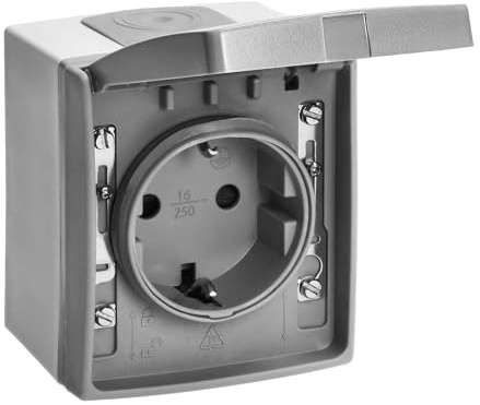 Miratic Enchufe Exterior Enchufe Superficie Enchufe Estanco Toma Schuko Resistente a la Intemperie para Exteriores, Durable y Seguro Grado de Protección IP55