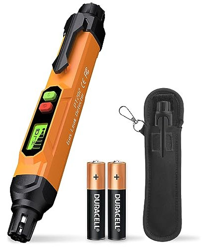 Gas Leak Detector; VITITE Propane and Natural Gas Detector; Mini Portable Gas Alarm to Locate Combustible Gas Leak Sources for Home and RV (Includes 2 Batteries & Carrying Pouch) - Orange