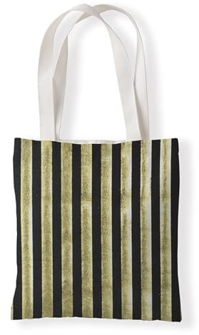 Siebe Tote Bag Aesthetic 33X37 Schwarze Und Goldene Linien Baumwolltasche Jutebeutel,Stoffbeutel Mit Zwei Langen Henkeln,Stofftasche Faltbar,Wiederverwendbare Jutebeutel