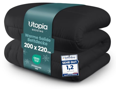 Utopia Bedding Bettdecke Ohne Bezug 200x220 cm, Flauschige Decke, Grau | 370 GSM Bettdecke weichem Polyester, Kassettensteppung und OEKO-TEX® STANDARD 100 Zertifizierung