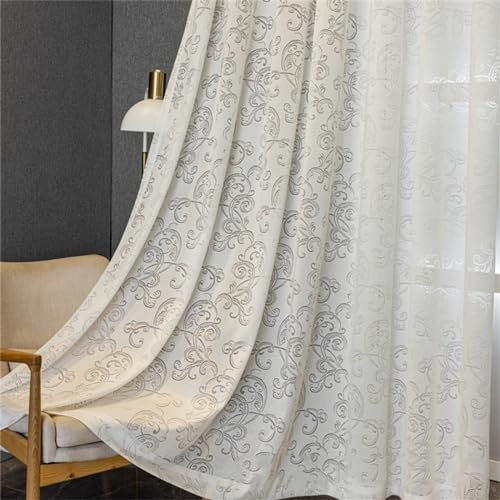 KEKUYA 2er-Set Voile Dekoschal Ösenvorhang,Gardinen Lichtdurchlässig Paneele Vorhänge für Schlafzimmer WohnzimmerWeiße Höhle B140×H260cm